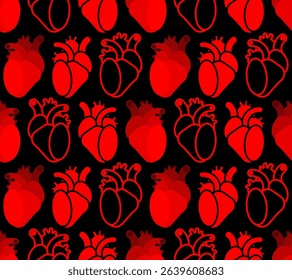 Anatomical heart pattern seamless. heart background