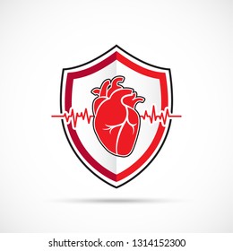 Anatomical heart vector logo. Logo for clinic, medical cardio centre, cardiology. Vector illustration heart logo in flat style. Healthcare logo.