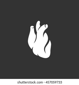 Anatomical heart vector logo isolated on a black background. Cardiology icon silhouette design template. Simple symbol concept in flat style. Abstract sign, pictogram for web, mobile and infographics