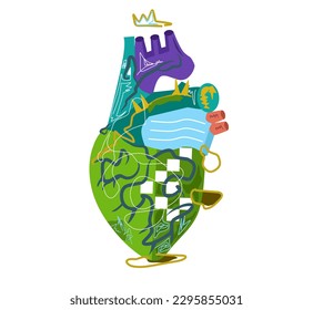 Anatomical human heart in abstract style.