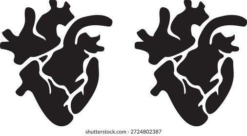 Anatomical Human Heart Silhouette Vector Illustration