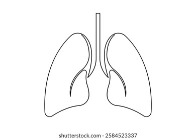 Anatomical human lungs continuous one line drawing vector illustration. Dynamic medical internal anatomy concept 

