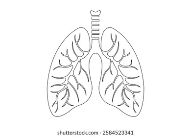 Anatomical human lungs continuous one line drawing vector illustration. Dynamic medical internal anatomy concept 

