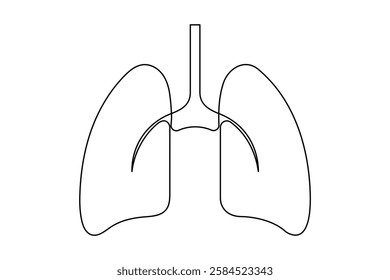 Anatomical human lungs continuous one line drawing vector illustration. Dynamic medical internal anatomy concept 

