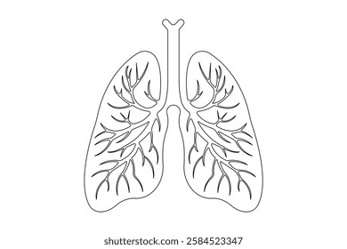 Anatomical human lungs continuous one line drawing vector illustration. Dynamic medical internal anatomy concept 

