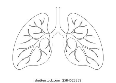 Anatomical human lungs continuous one line drawing vector illustration. Dynamic medical internal anatomy concept 

