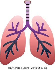 Anatomical illustration of human lungs in shades of brown,red, symbolizing respiratory health and the human body. Ideal for medical, biology, health, or wellness -related content and infographics