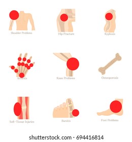 Anatomical knowledge icons set. Cartoon set of 9 anatomical knowledge vector icons for web isolated on white background