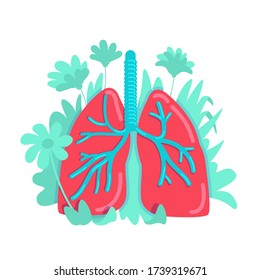 Anatomical lung flat concept vector illustration. Cardiovascular disease prevention. Respiratory system. Physiology 2D cartoon object for web design. Healthy human internal organ creative idea