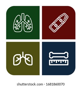 conjunto de iconos anatómicos simples. Contiene iconos como pulmones, tablero espinal, huesos, puede ser usado para web, móvil y logotipo