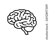 Anatomical Vector Silhouette of a Human Brain on a White Background