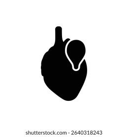 Anatomical view of thymus gland located above human heart