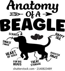 Anatomy Of A Beagle , Dog SVG Silhouette Tshirt Design for Dog Lovers svg