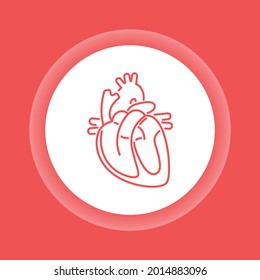 Anatomy cardiovascular system color button icon. Human internal organ. Cardiology. Outline pictogram for web page, mobile app, promo.