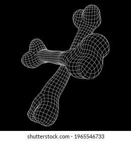 Anatomy Dog Bone object. Wireframe low poly mesh vector illustration