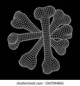 Anatomy Dog Bone object. Wireframe low poly mesh vector illustration
