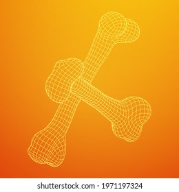 Anatomy Dog Bone object. Wireframe low poly mesh vector illustration