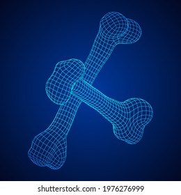 Anatomy Dog Bone object. Wireframe low poly mesh vector illustration