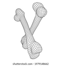 Anatomy Dog Bone object. Wireframe low poly mesh vector illustration