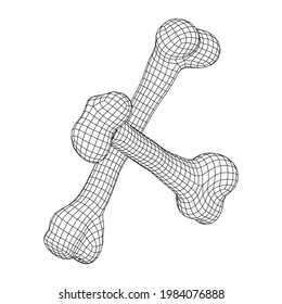 Anatomy Dog Bone object. Wireframe low poly mesh vector illustration