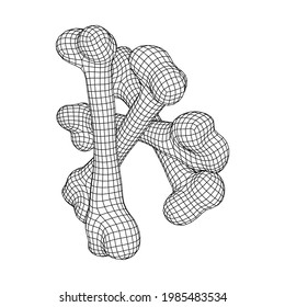 Anatomy Dog Bone object. Wireframe low poly mesh vector illustration