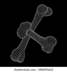 Anatomy Dog Bone object. Wireframe low poly mesh vector illustration