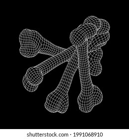 Anatomy Dog Bone object. Wireframe low poly mesh vector illustration