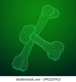 Anatomy Dog Bone object. Wireframe low poly mesh vector illustration