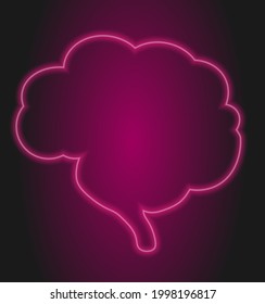 Anatomy, Human brain icon, medical vector icon. Medicine emblem. Glowing sign. Brain neon sign, modern glowing banner design, colorful trend of modern design on black background. Vector illustration.