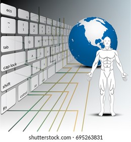 anatomy human and earth concept technology and computer