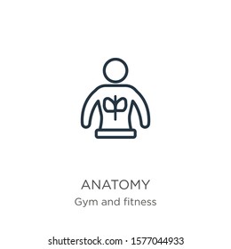Anatomy icon. Thin linear anatomy outline icon isolated on white background from gym and fitness collection. Line vector sign, symbol for web and mobile
