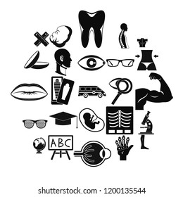Anatomy icons set. Simple set of 25 anatomy vector icons for web isolated on white background