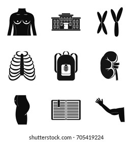 Anatomy icons set. Simple set of 9 anatomy vector icons for web isolated on white background