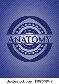 Anatomy jean or denim emblem or badge background. Vector Illustration. Detailed.