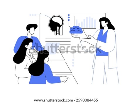 Anatomy lecture isolated cartoon vector illustrations. Group of medical university students learning anatomy theory, brain model in hands, higher education, nurse practitioners vector cartoon.