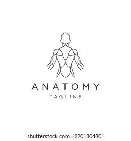 Anatomy line logo icon design template flat vector