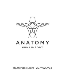 Anatomy line logo icon design template flat vector