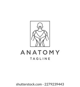 Anatomy line logo icon design template flat vector