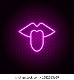 Anatomy, mouth, tongue vector icon. Retro style neon vector icon. Vector icon on transparency background