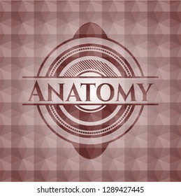 Anatomy red badge with geometric background. Seamless.