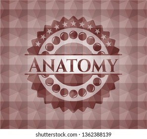 Anatomy red seamless emblem with geometric background.