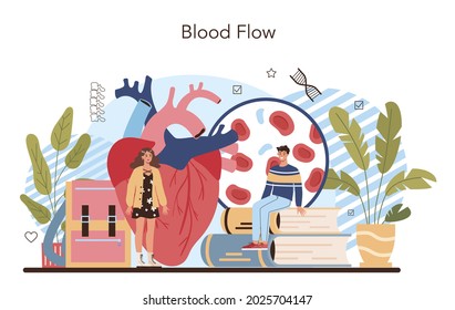 Anatomie-Schulfach. Internes menschliches Organstudium. Anatomie und Biologie-Konzept. Menschliches Körpersystem. Leber und Nieren, Herz und Magen. Einzelne flache Vektorgrafik