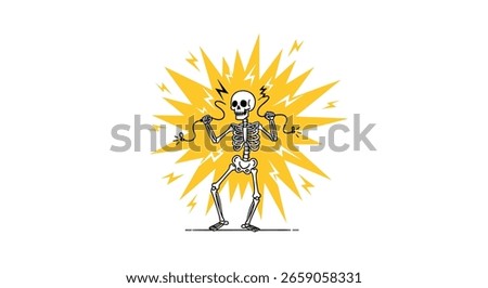 Anatomy of a Shocked Skeleton Animated Artwork Capturing the Electric Power of High Voltage Energy Transfer Experiencing a Jolting Electric Current