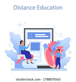 Anatomy subject online service or platform. Internal human organ studying. Anatomy and biology concept. Distance education. Vector illustration