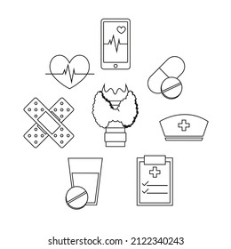 Anatomy of the thyroid and trachea. Human body organs anatomy icon.Flat vector icons.