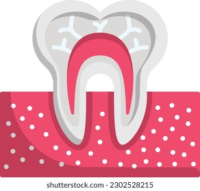 Die Anatomie eines Tooth-Vektorfarbsymbol-Designs, Zahnärztesymbol, Gesundheitszeichen, Stockillustration für Dentalinstrumente, Zähne mit sichtbaren Blutgefäßkonzept