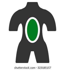 Anatomy vector icon. Style is bicolor flat symbol, green and gray colors, rounded angles, white background.
