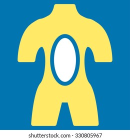 Anatomy vector icon. Style is bicolor flat symbol, yellow and white colors, rounded angles, blue background.