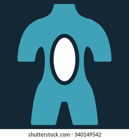 Anatomy vector icon. Style is bicolor flat symbol, blue and white colors, rounded angles, dark blue background.