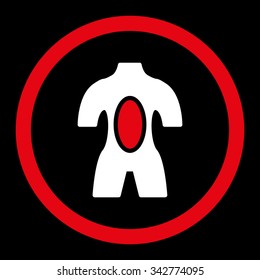 Anatomy vector icon. Style is bicolor flat rounded symbol, red and white colors, rounded angles, black background.